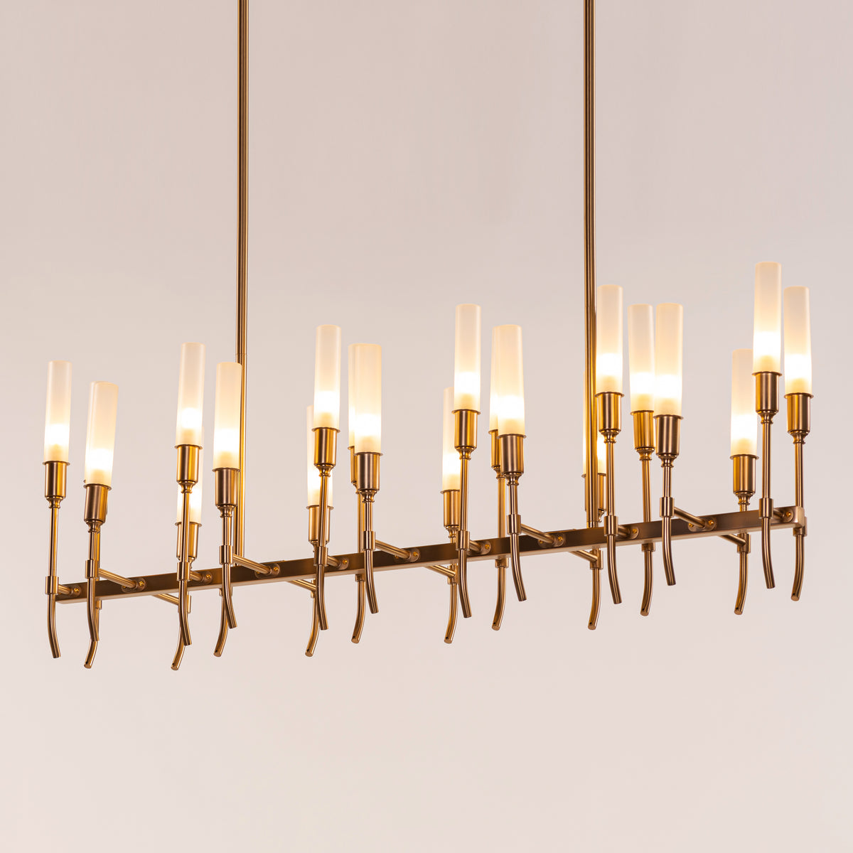 Cavendish (Rectangular, Gold) Frosted Glass Chandelier
