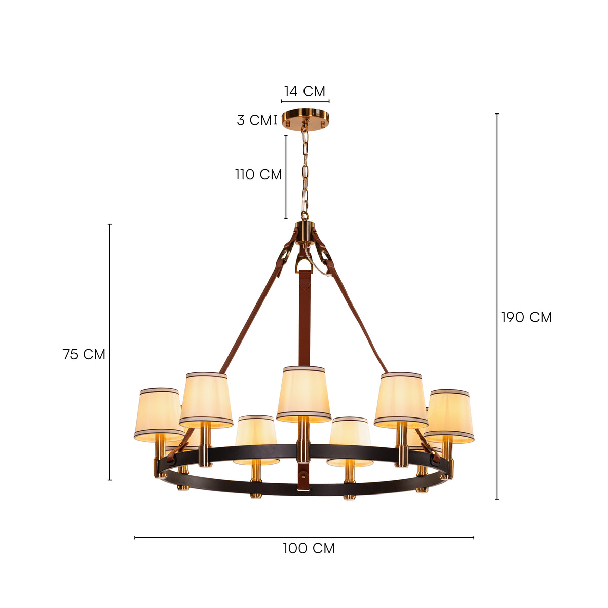 Ink & Ember (Black, Brown, White) Faux Leather Chandelier