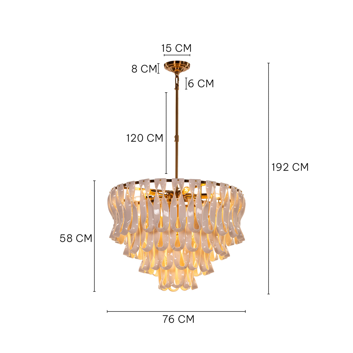Vera (Round, Gold, White) Ceramic Chandelier