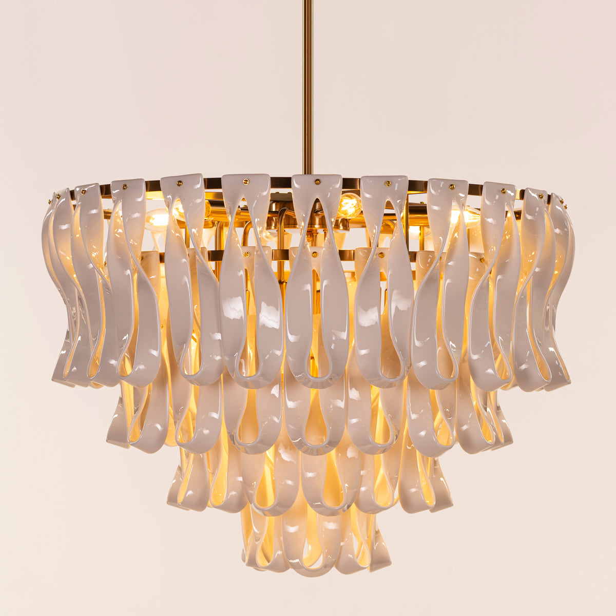 Vera (Round, Gold, White) Ceramic Chandelier