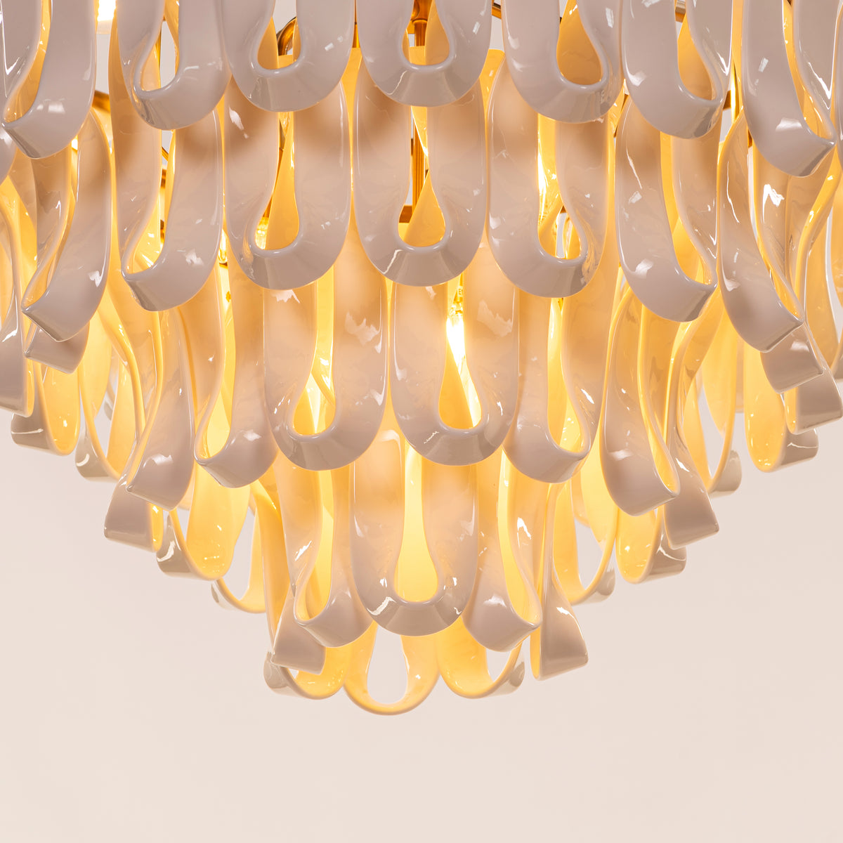 Vera (Round, Gold, White) Ceramic Chandelier