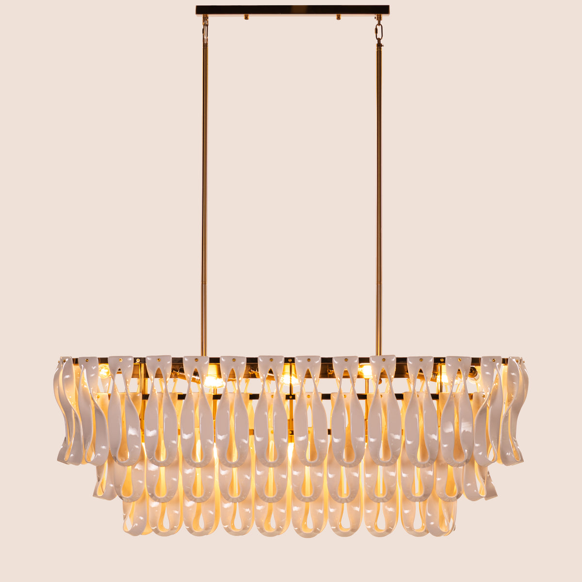 Vera (Long, Gold, White) Ceramic Chandelier