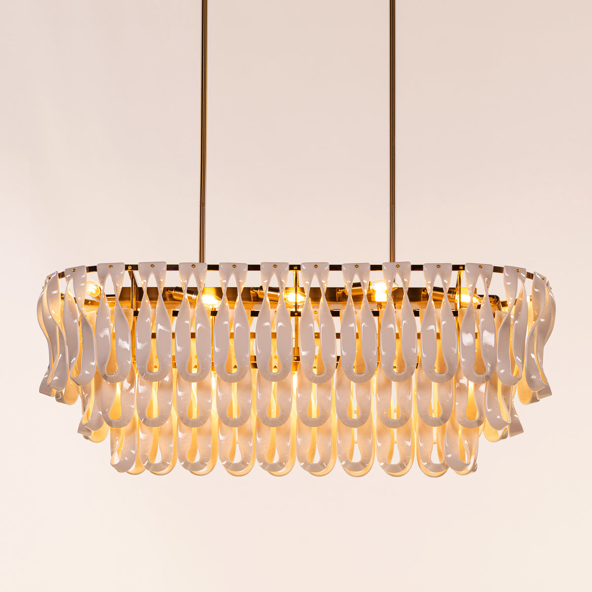 Vera (Long, Gold, White) Ceramic Chandelier