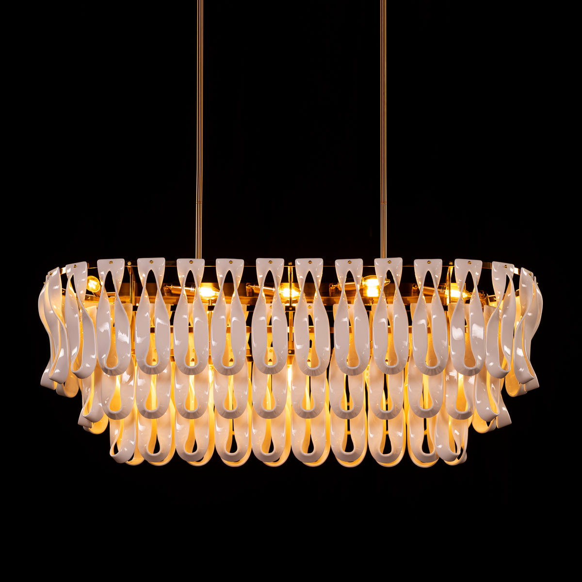 Vera (Long, Gold, White) Ceramic Chandelier