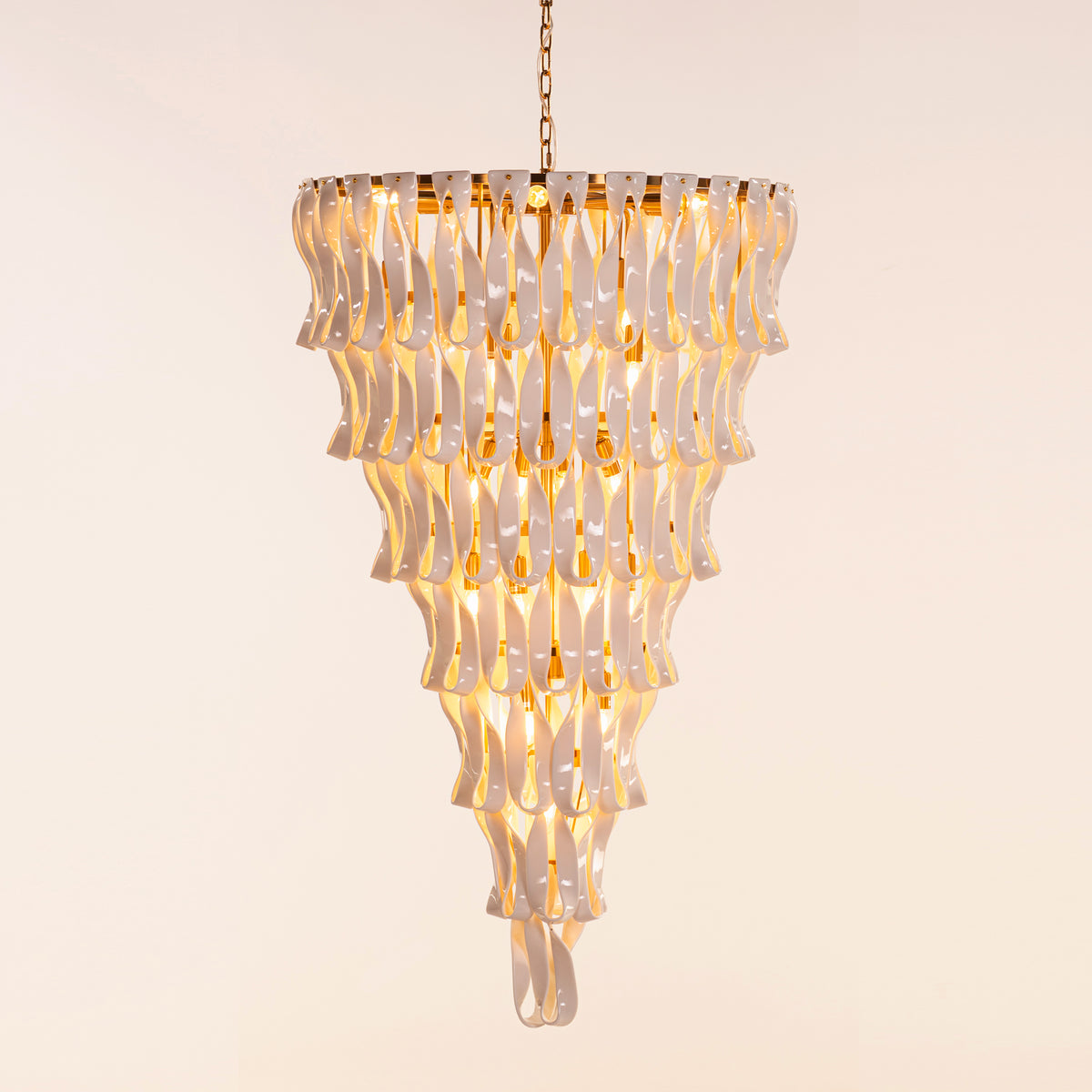 Vera (Gold, White) Ceramic Double Height Chandelier
