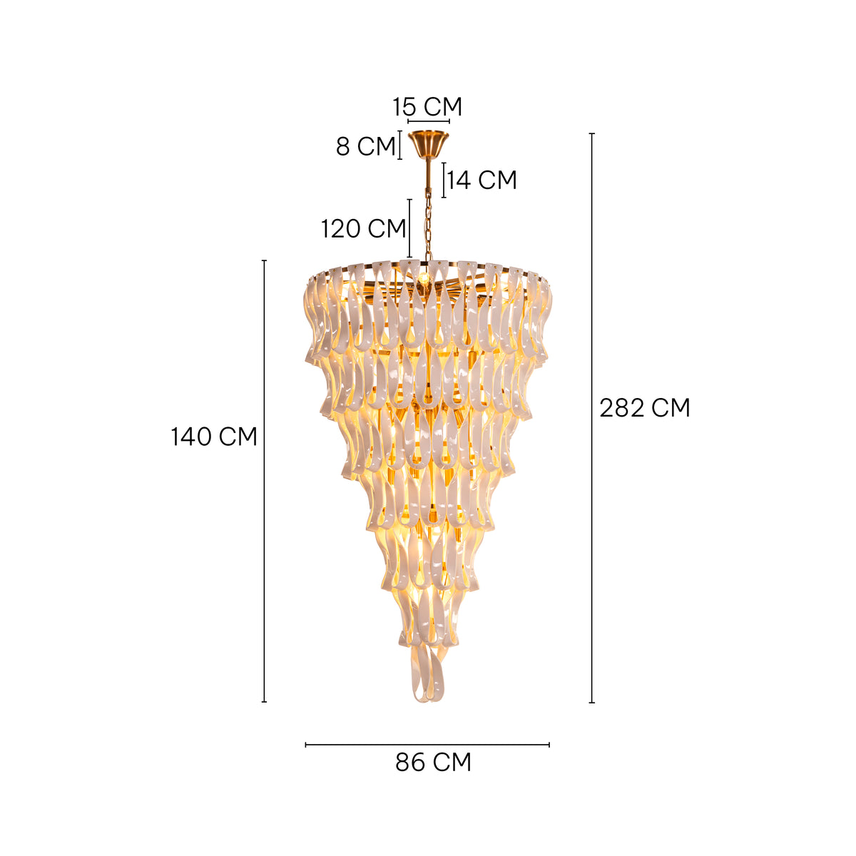 Vera (Gold, White) Ceramic Double Height Chandelier