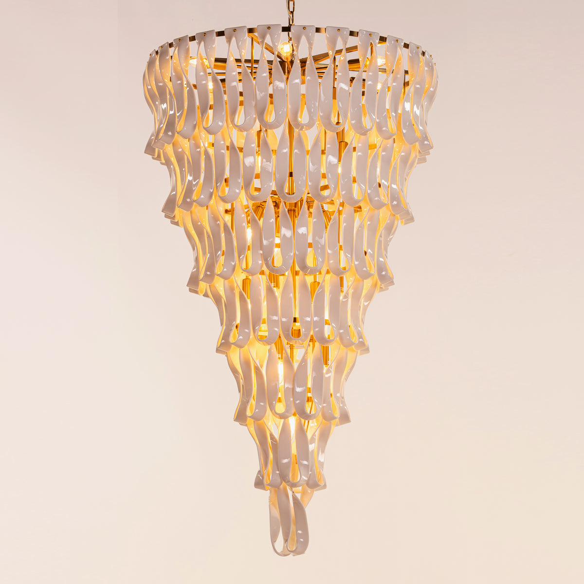 Vera (Gold, White) Ceramic Double Height Chandelier