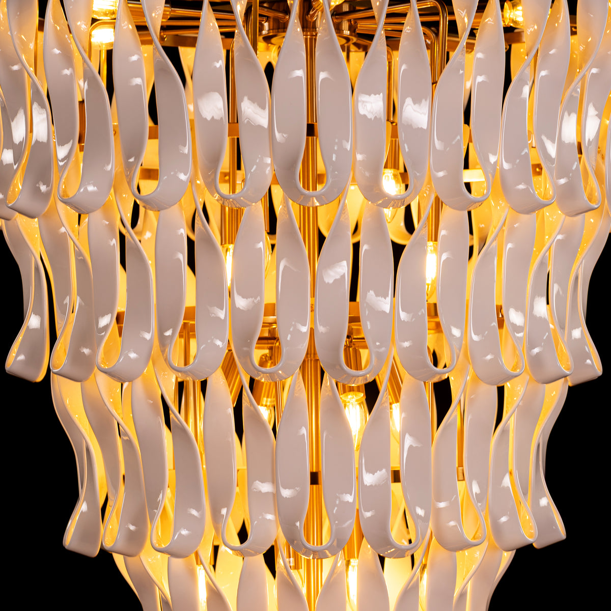 Vera (Gold, White) Ceramic Double Height Chandelier