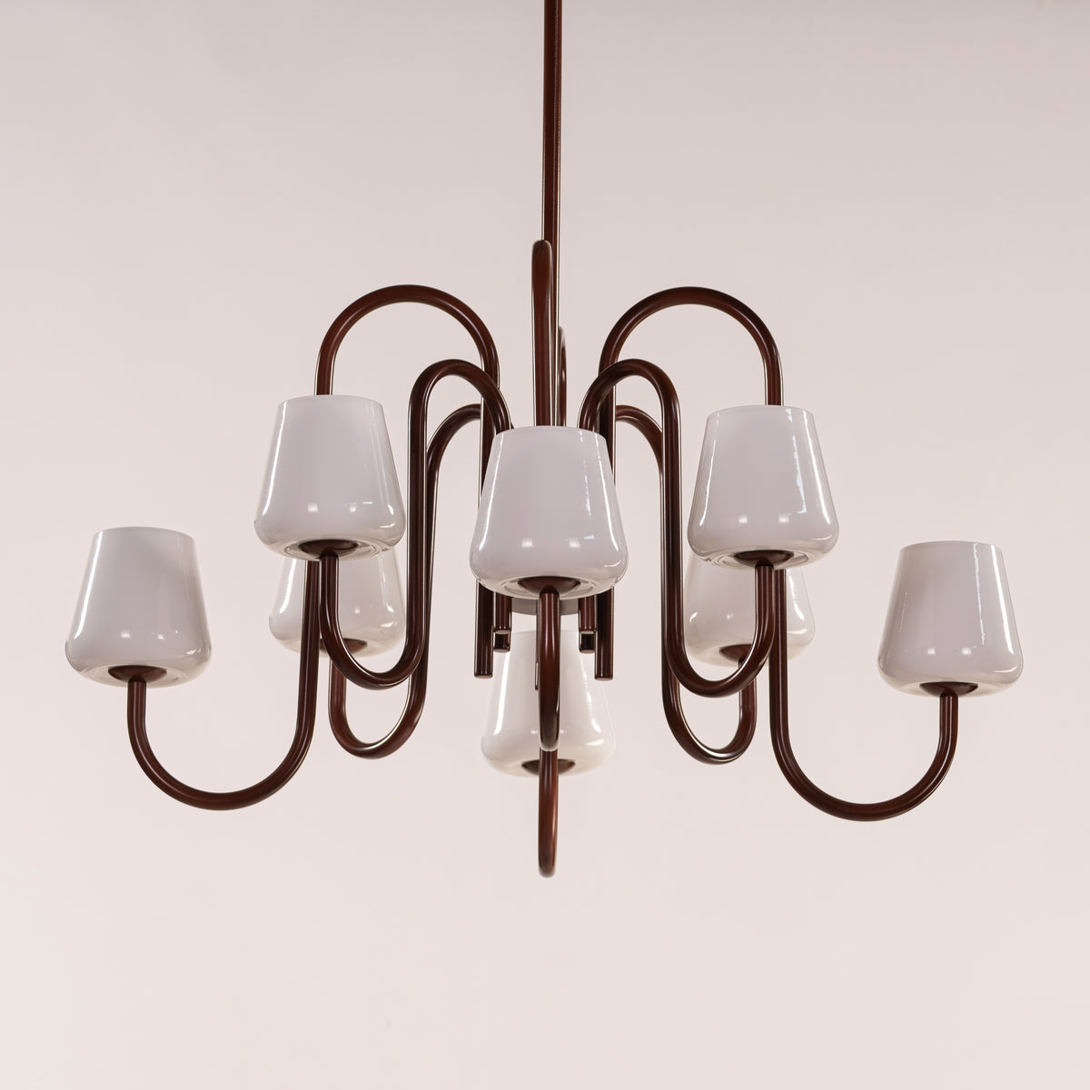 The Poet's Flame (Brown, White) Glass Chandelier