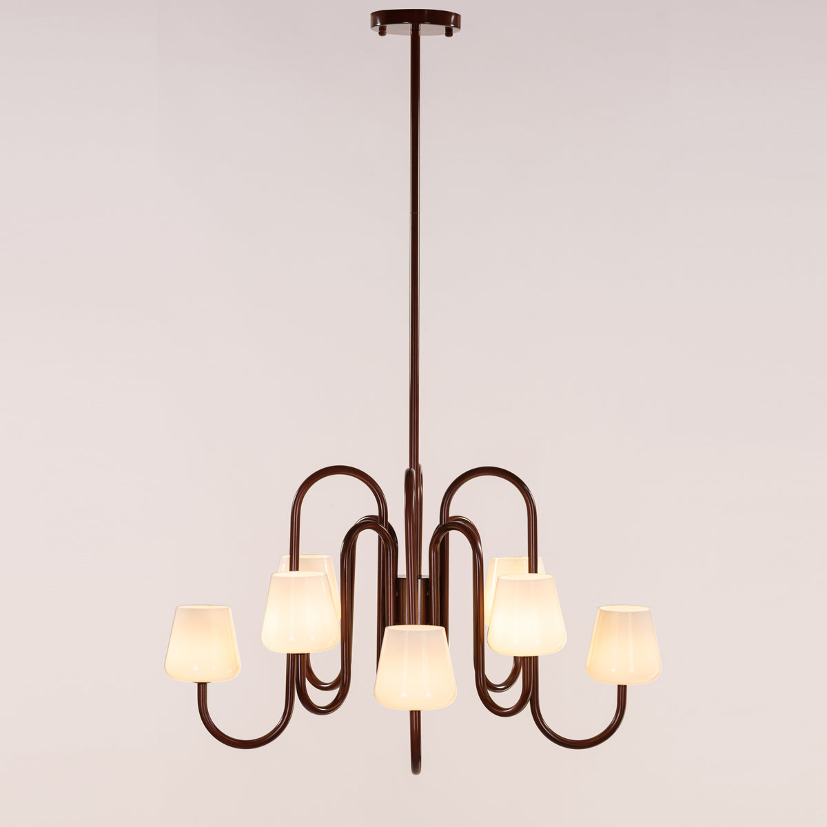 The Poet's Flame (Brown, White) Glass Chandelier