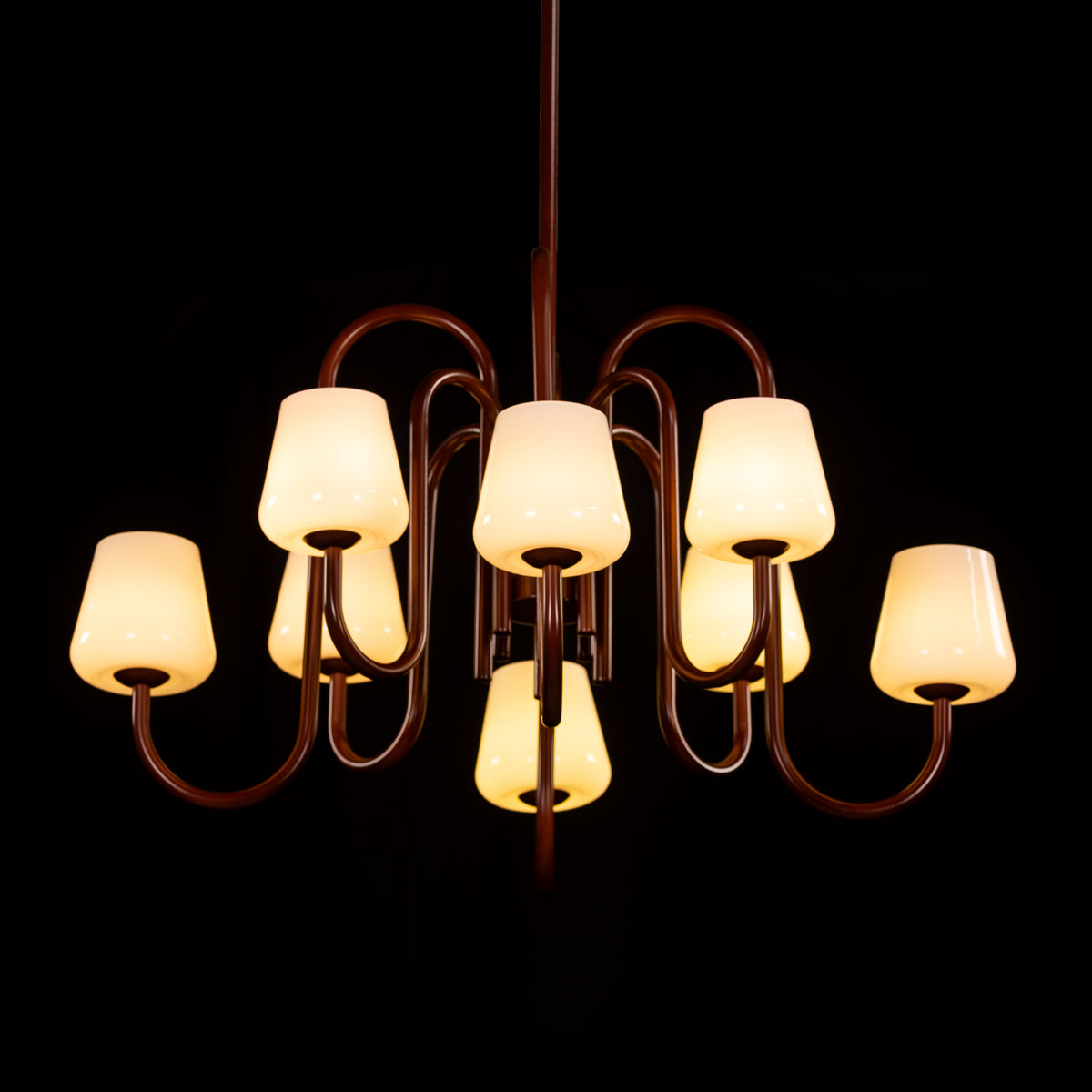 The Poet's Flame (Brown, White) Glass Chandelier