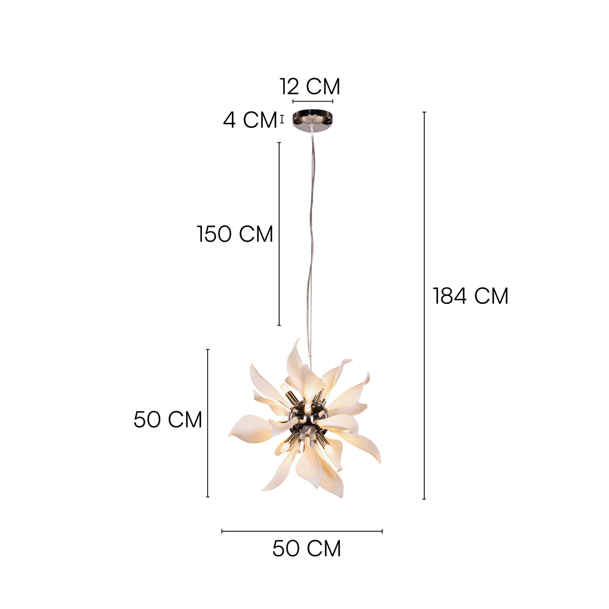 Ocean Lily (Chrome, White) Ceramic Pendant Light