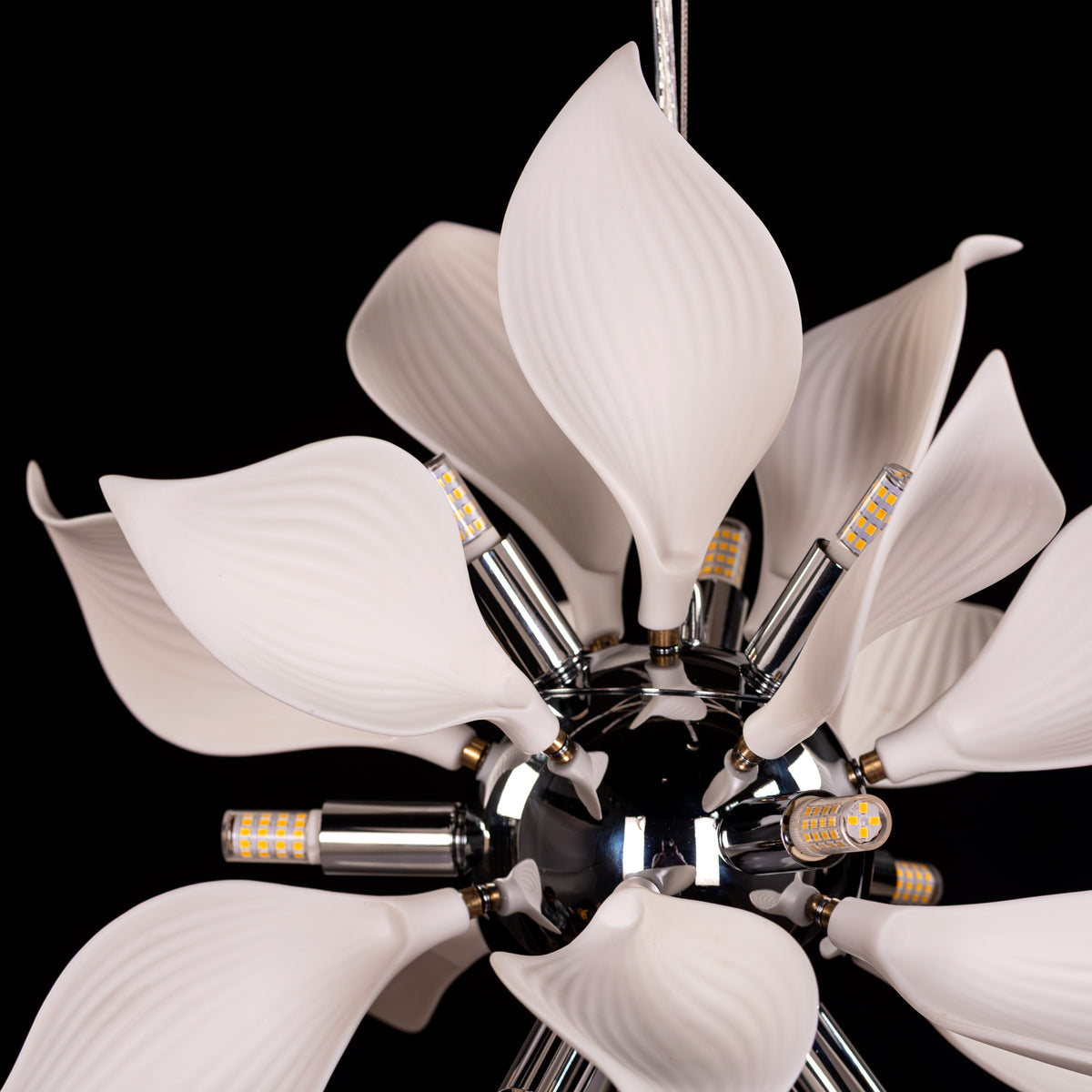 Ocean Lily (Chrome, White) Ceramic Pendant Light