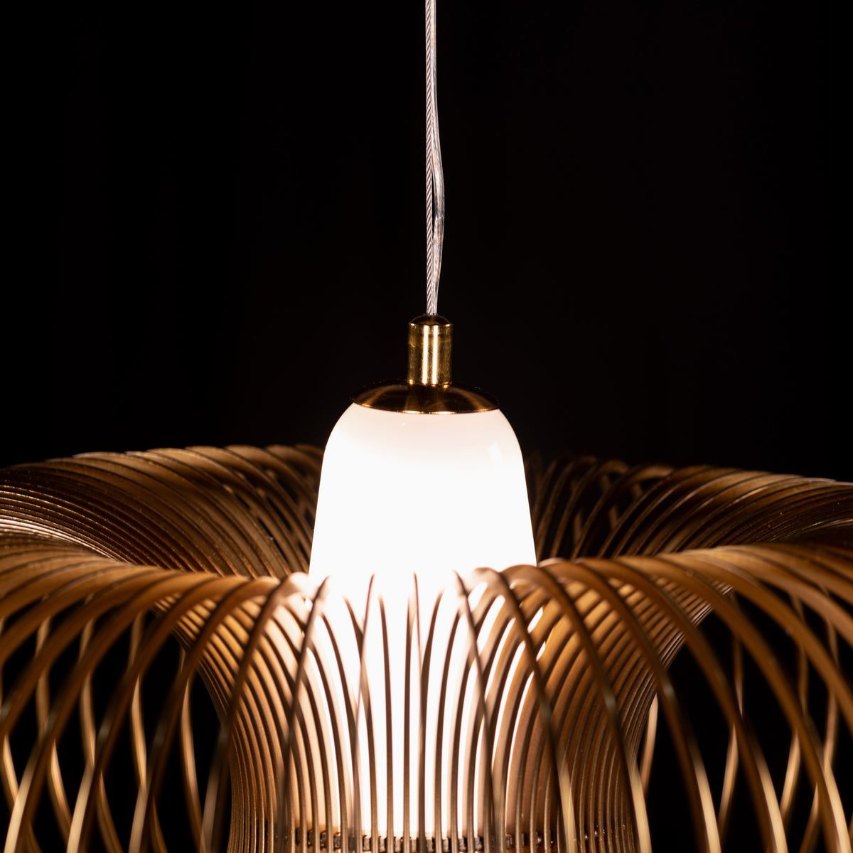 Oïna (Small, Gold, White) Metal & Glass Pendant Light