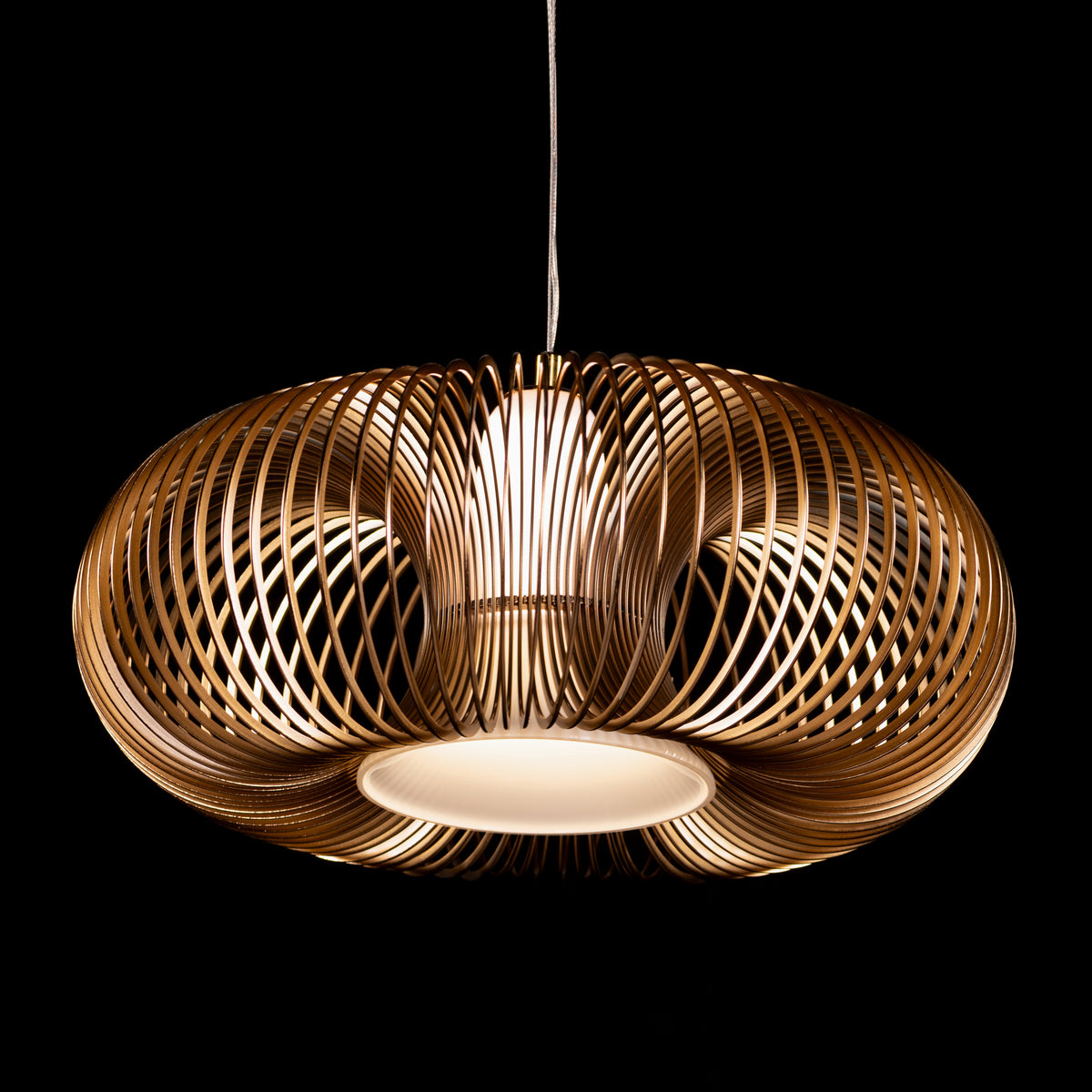 Oïna (Small, Gold, White) Metal & Glass Pendant Light