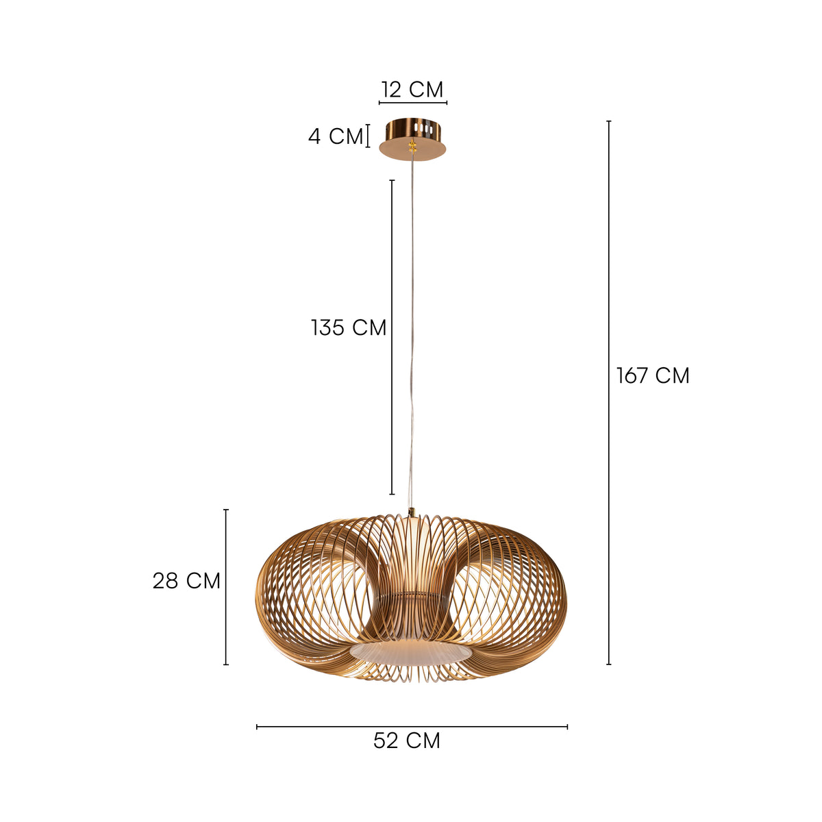 Oïna (Medium, Gold, White) Metal & Glass Pendant Light