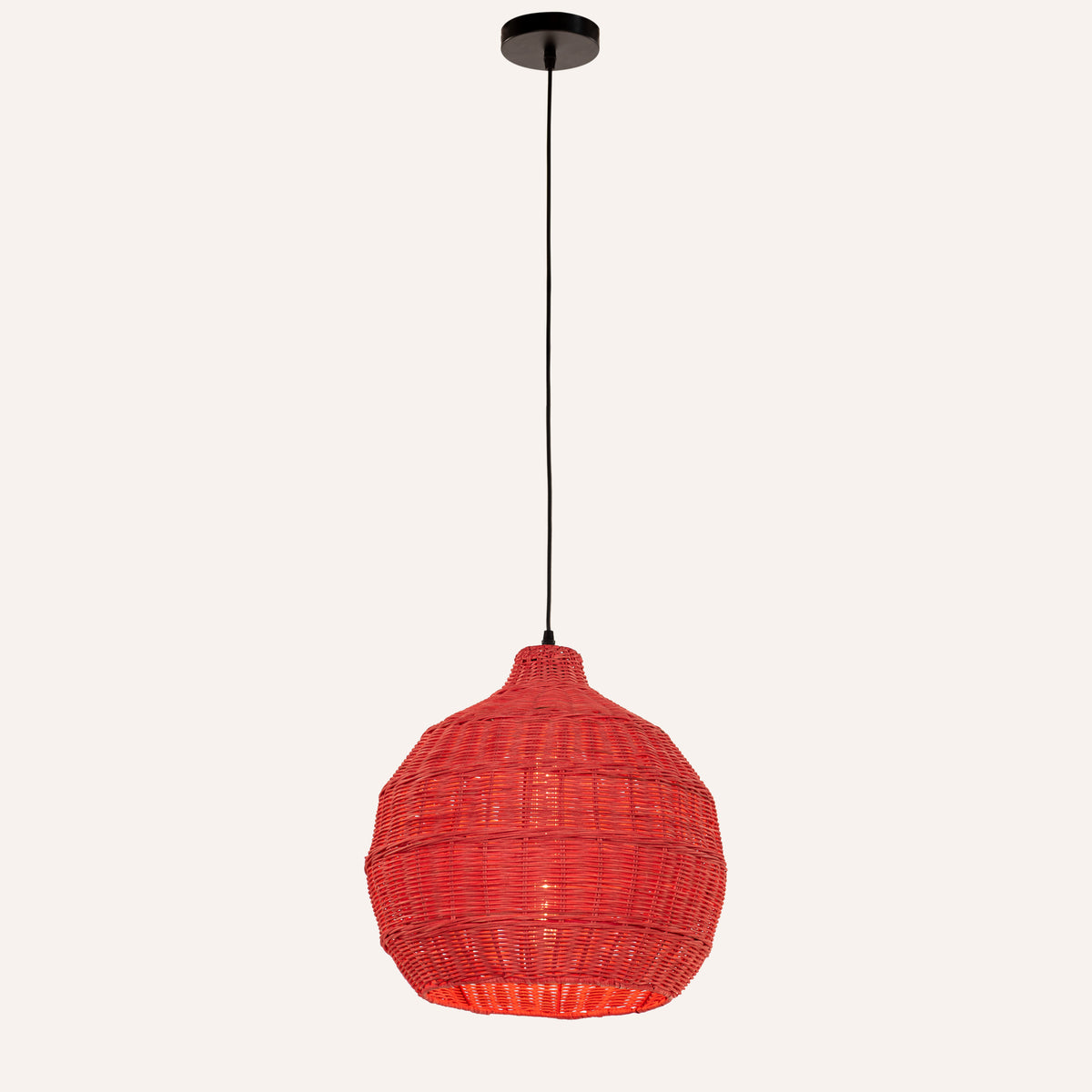 Bayfront Basket (Red) Rattan Pendant Light