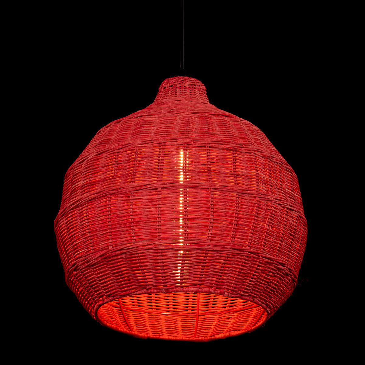 Bayfront Basket (Red) Rattan Pendant Light