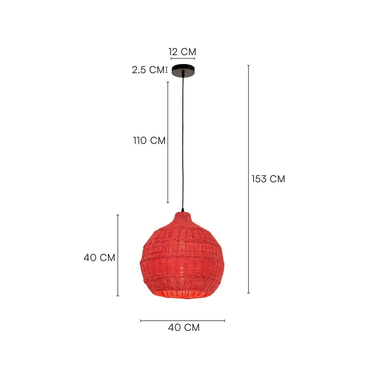 Bayfront Basket (Red) Rattan Pendant Light