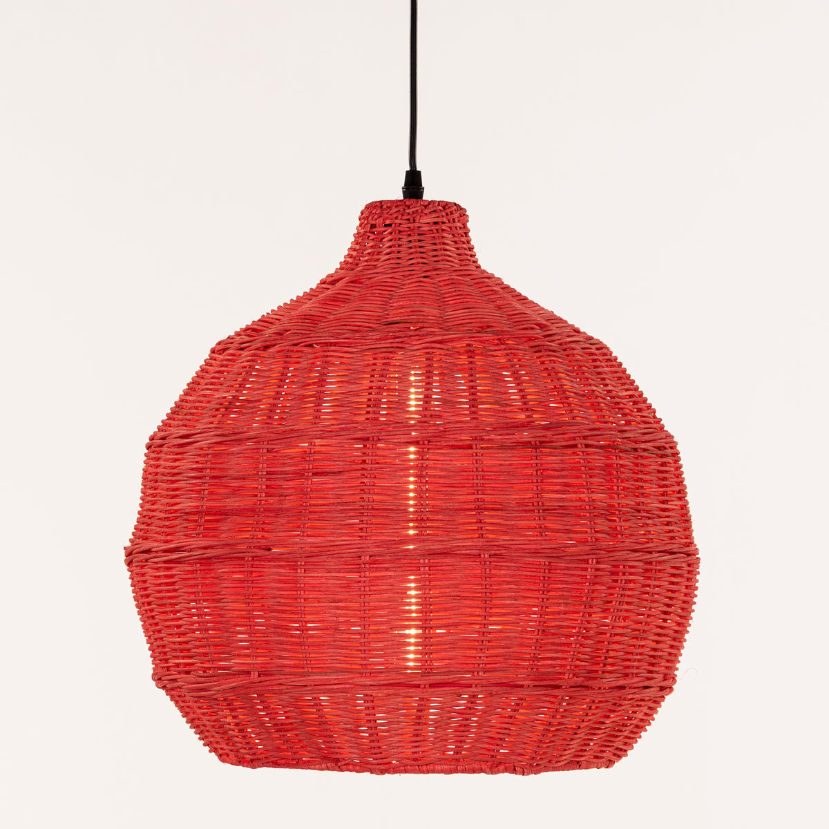 Bayfront Basket (Red) Rattan Pendant Light