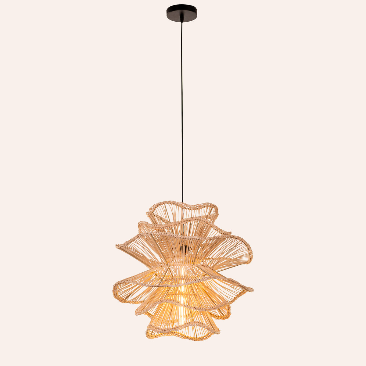 Seashell Whisper (Beige) Rattan Pendant Light