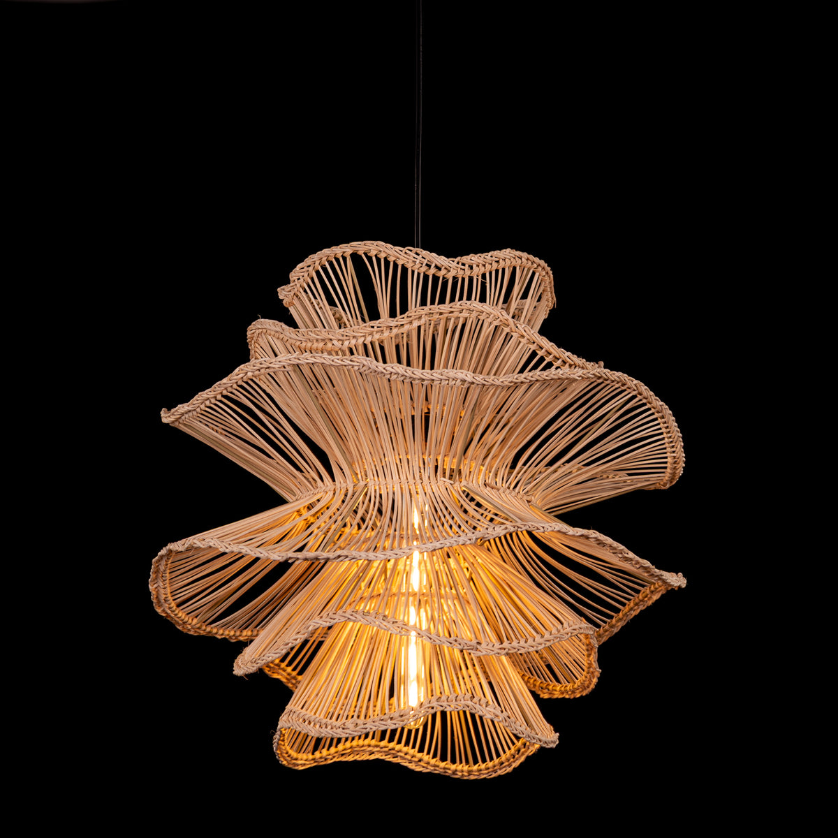 Seashell Whisper (Beige) Rattan Pendant Light