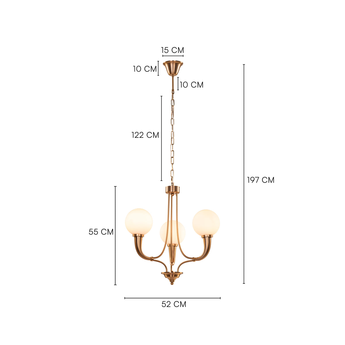 Kenswick (Gold, White) Frosted Glass Pendant Light