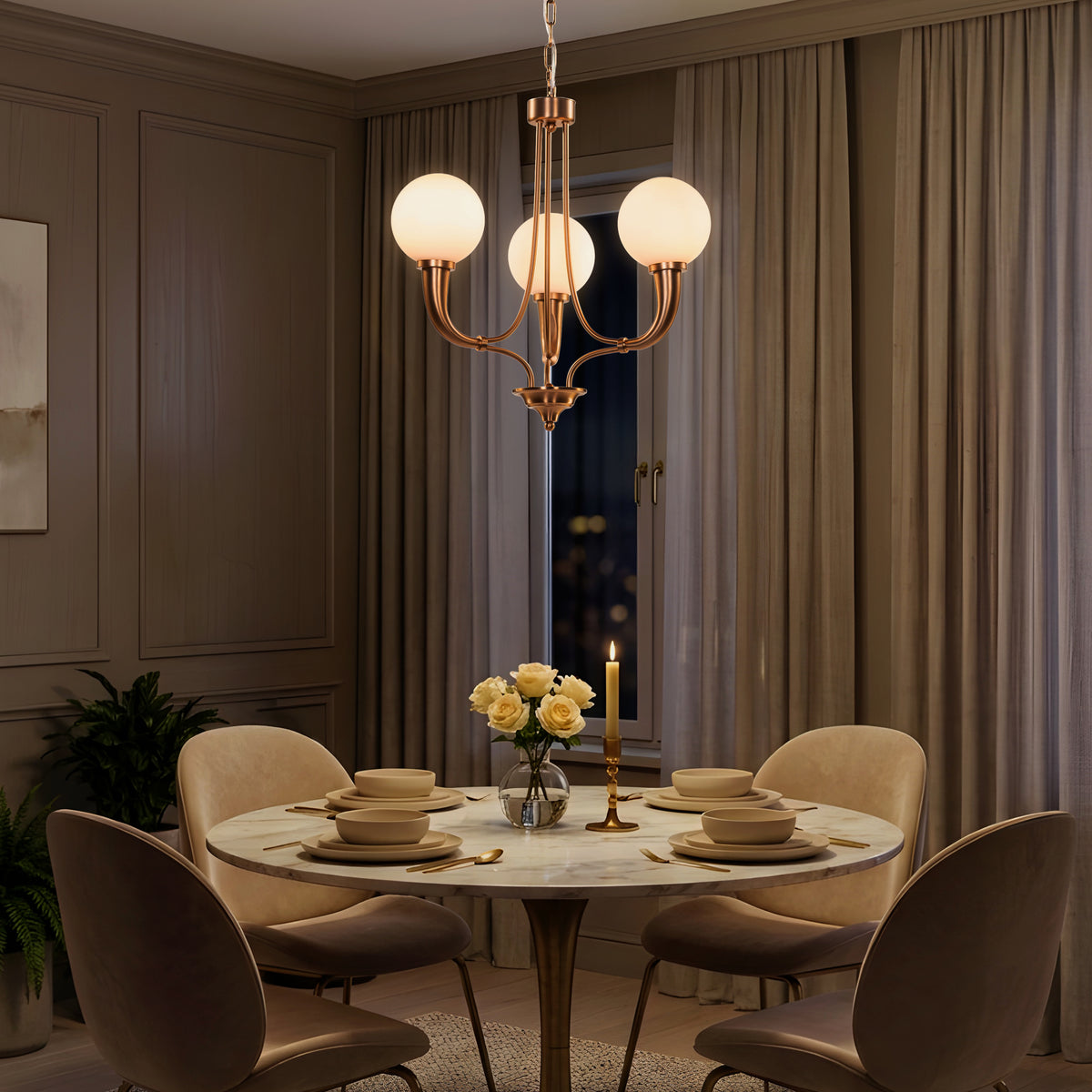 Kenswick (Gold, White) Frosted Glass Pendant Light