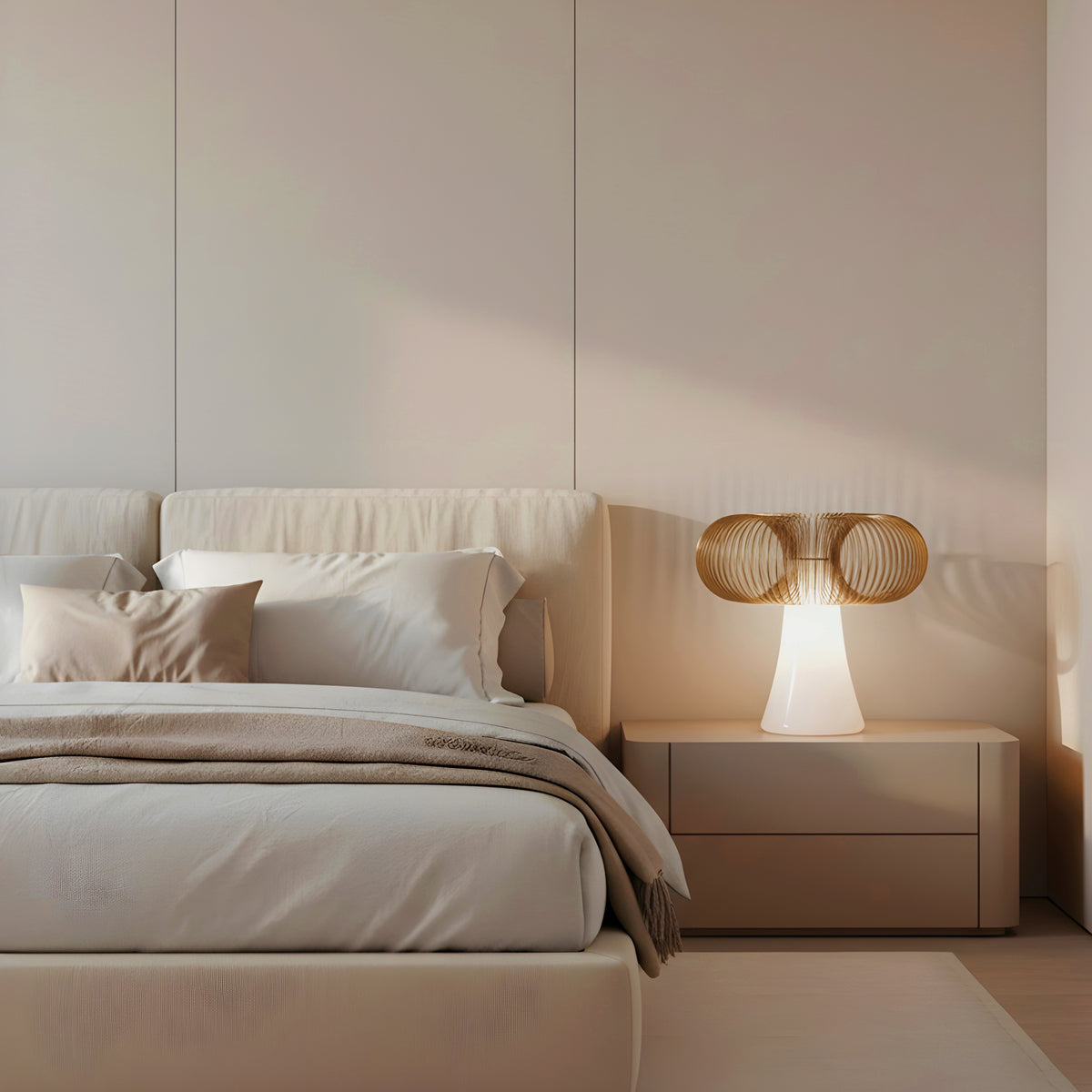 Oïna (Gold, White) Metal & Glass Table Lamp