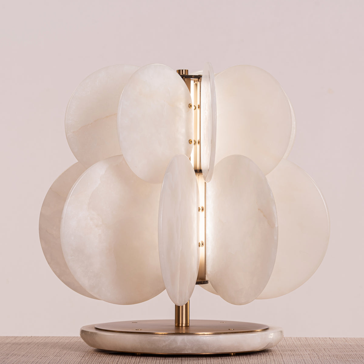 Anisora (Large, White, Gold) 3 Color LED Natural White Spanish Alabaster Table Lamp