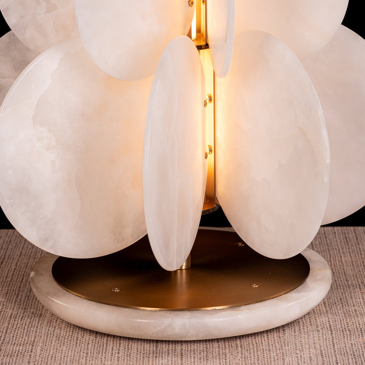 Anisora (Large, White, Gold) 3 Color LED Natural White Spanish Alabaster Table Lamp