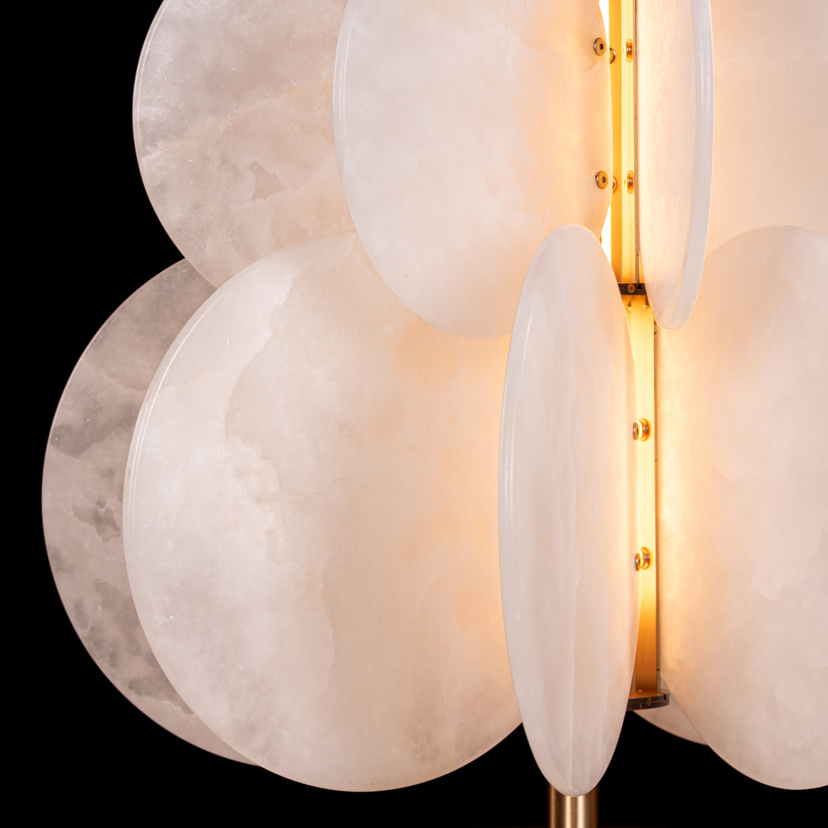 Anisora (Large, White, Gold) 3 Color LED Natural White Spanish Alabaster Table Lamp