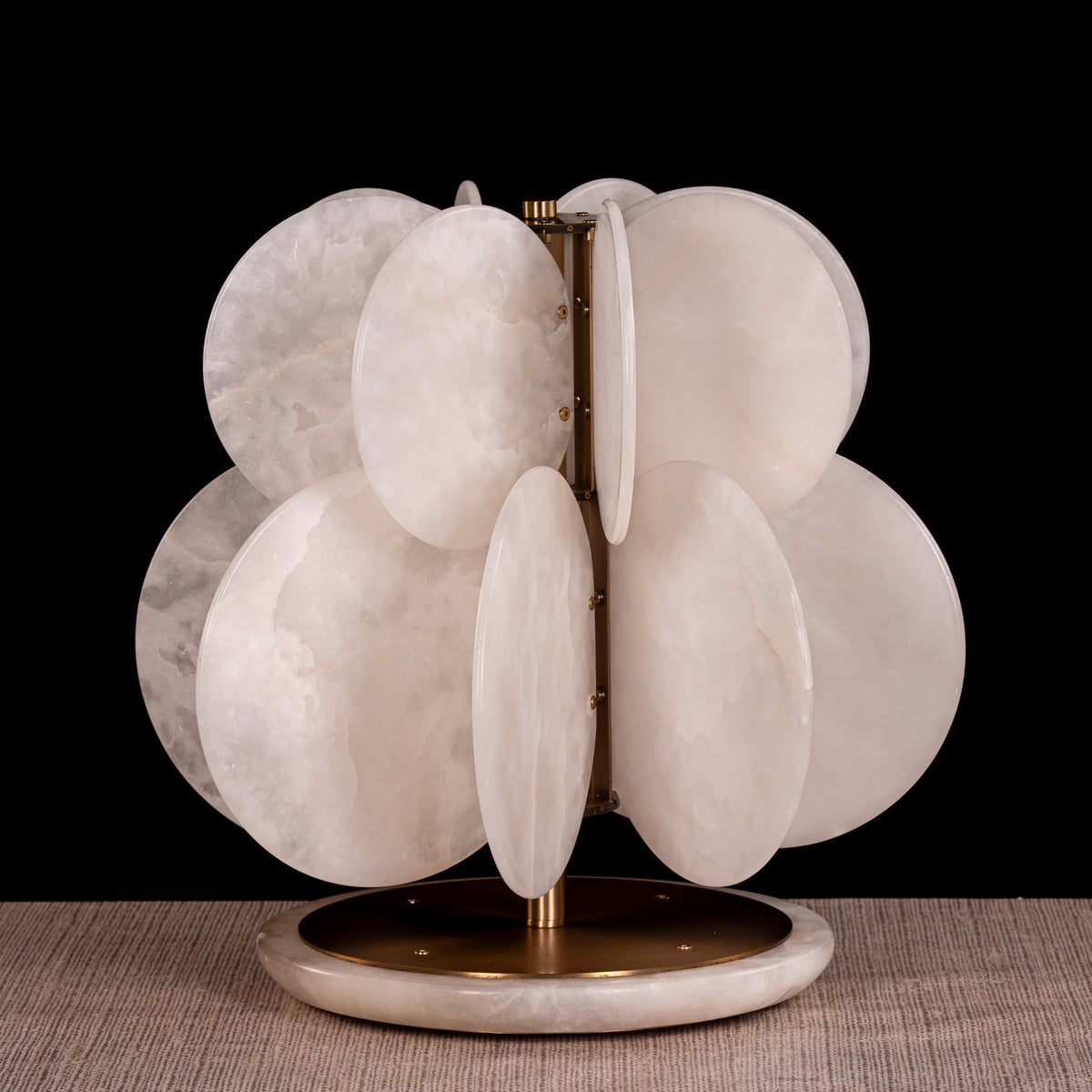 Anisora (Large, White, Gold) 3 Color LED Natural White Spanish Alabaster Table Lamp
