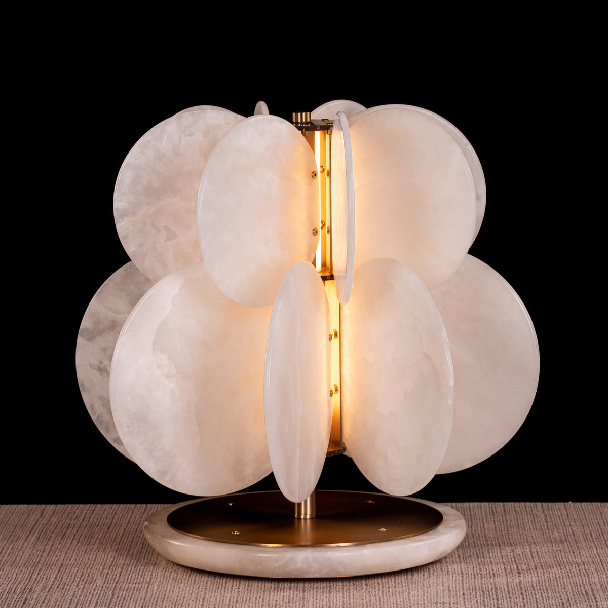 Anisora (Large, White, Gold) 3 Color LED Natural White Spanish Alabaster Table Lamp