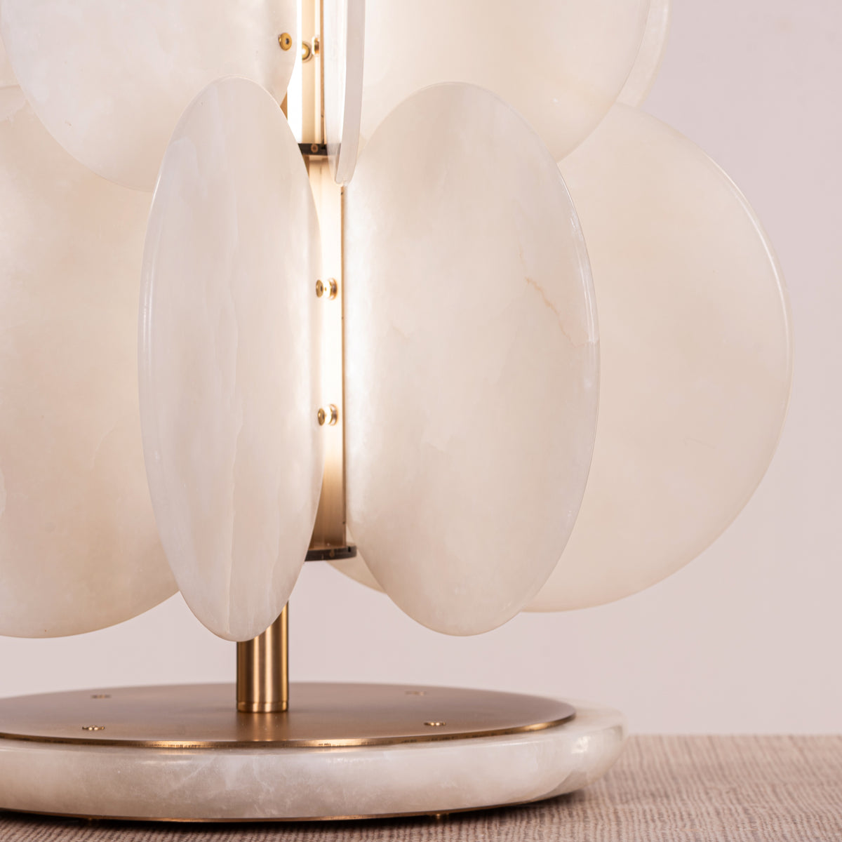 Anisora (Large, White, Gold) 3 Color LED Natural White Spanish Alabaster Table Lamp