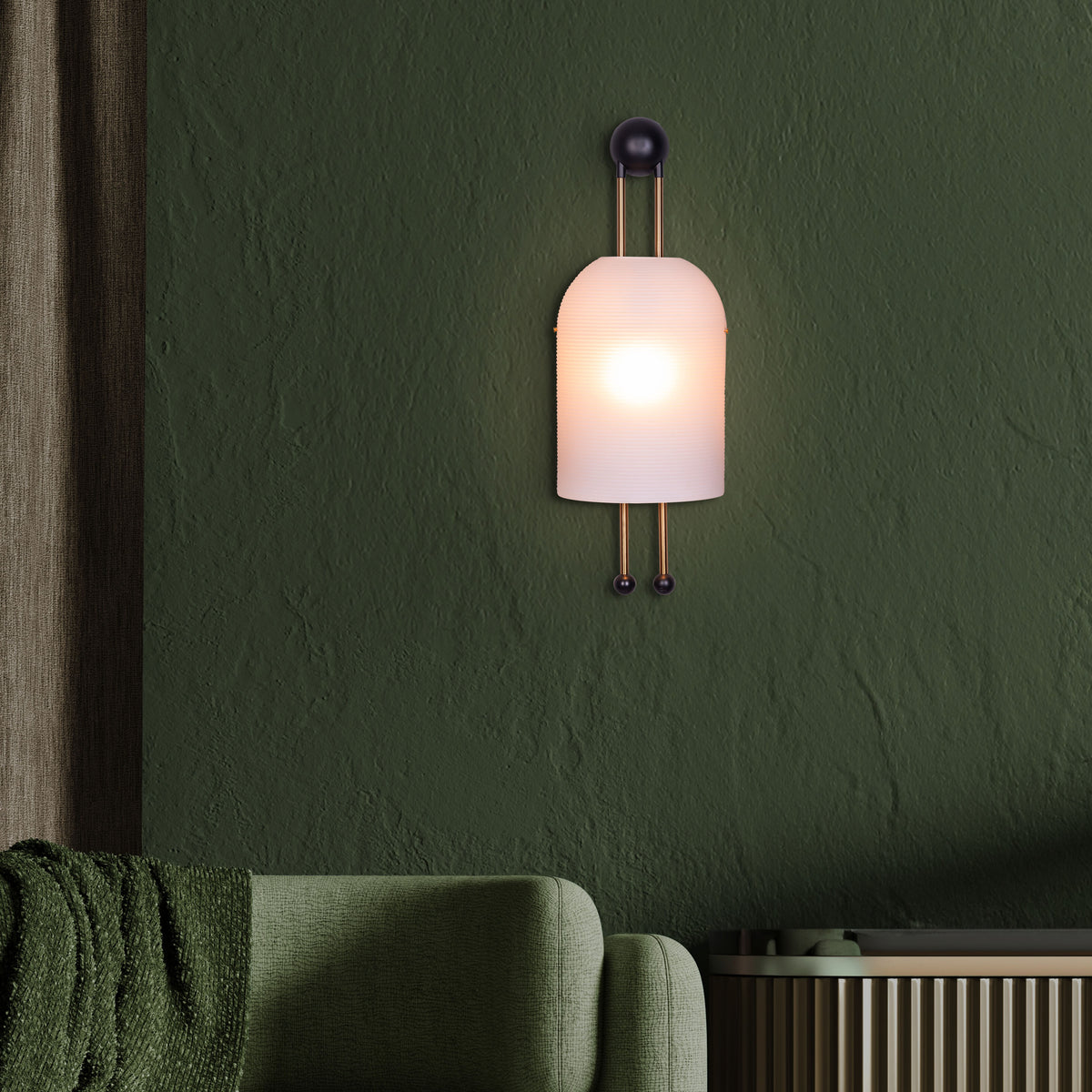 Day In My Dream (Gold, Black) Frosted Glass Wall Light