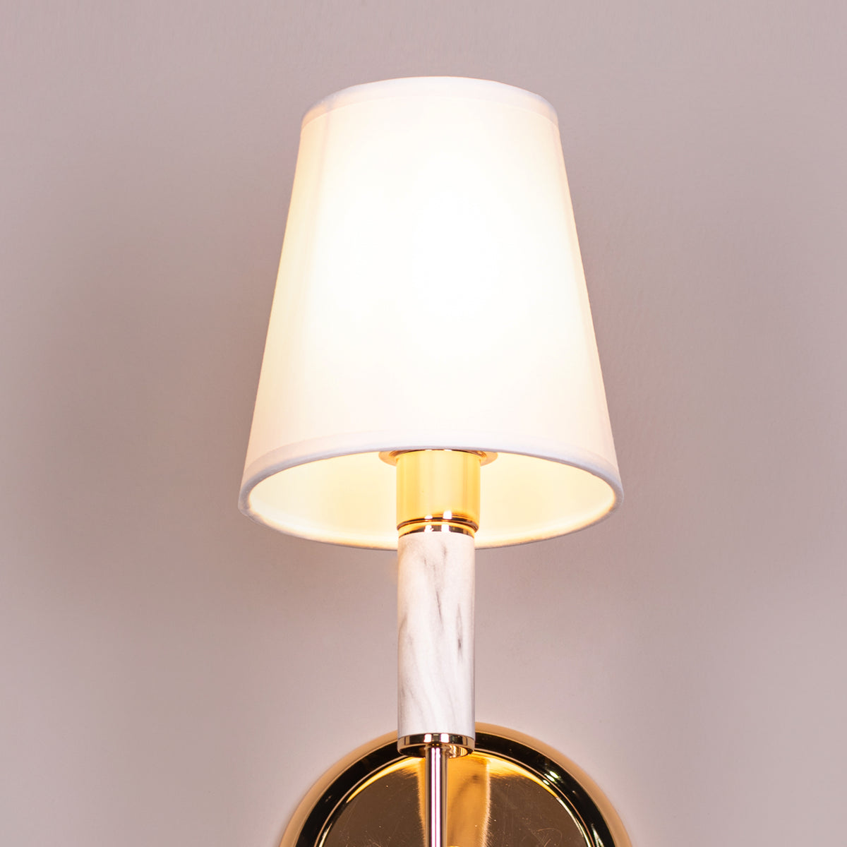 Chelsea (Gold, White) Fabric Wall Light