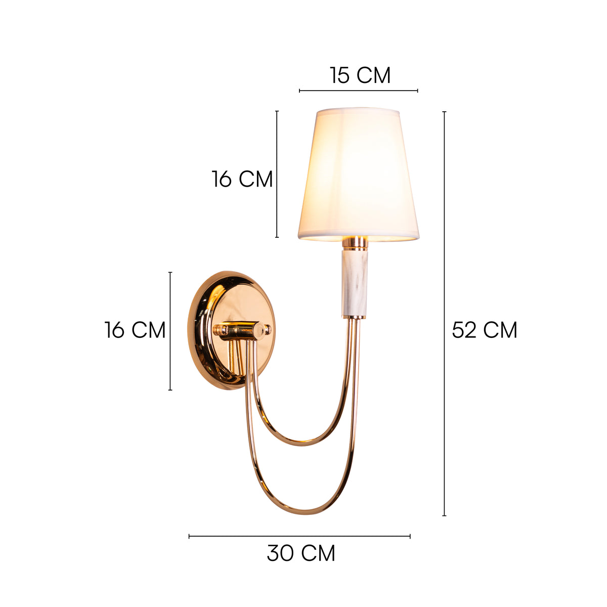 Chelsea (Gold, White) Fabric Wall Light