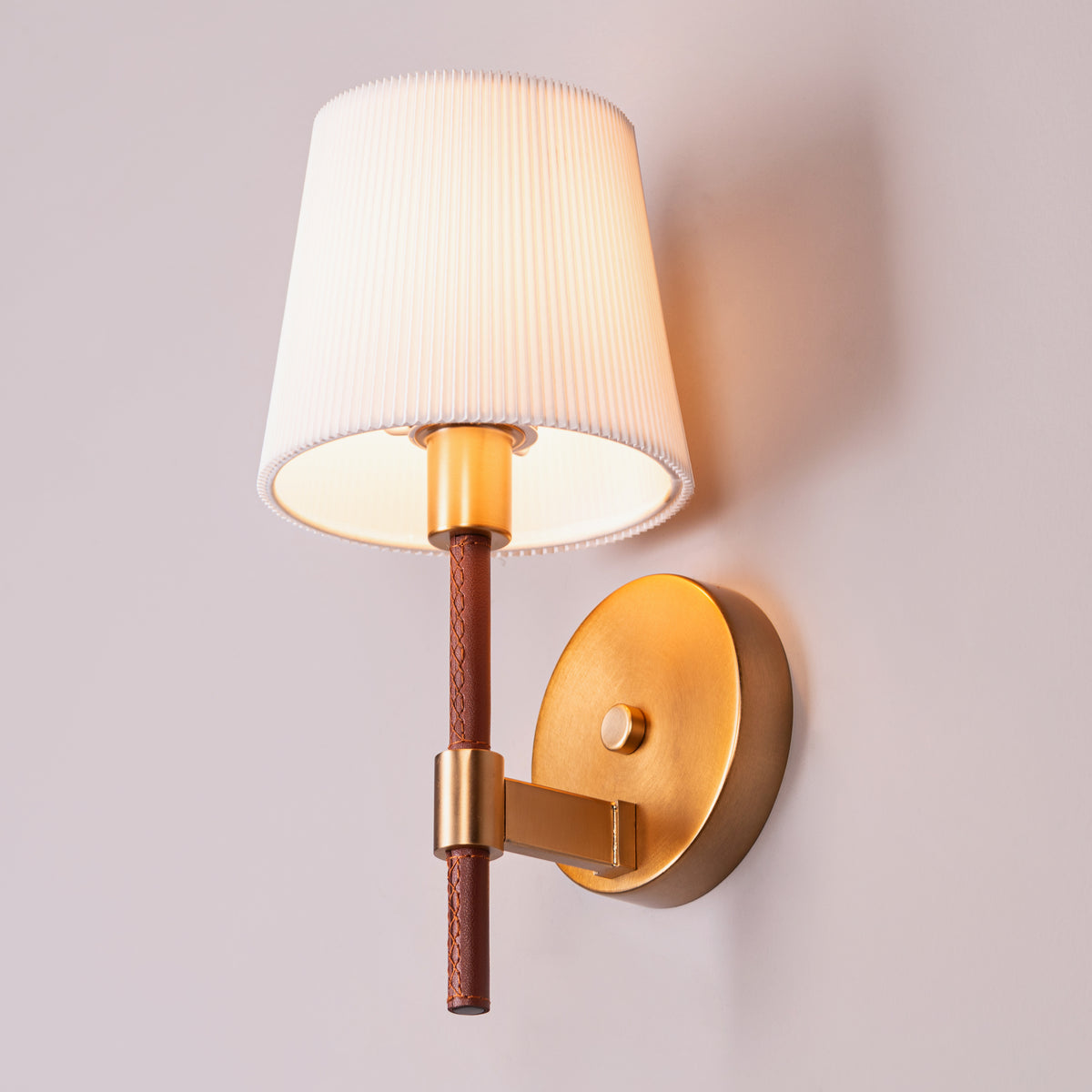 Mayfair Mews (Gold, White) Faux Leather Wall Light