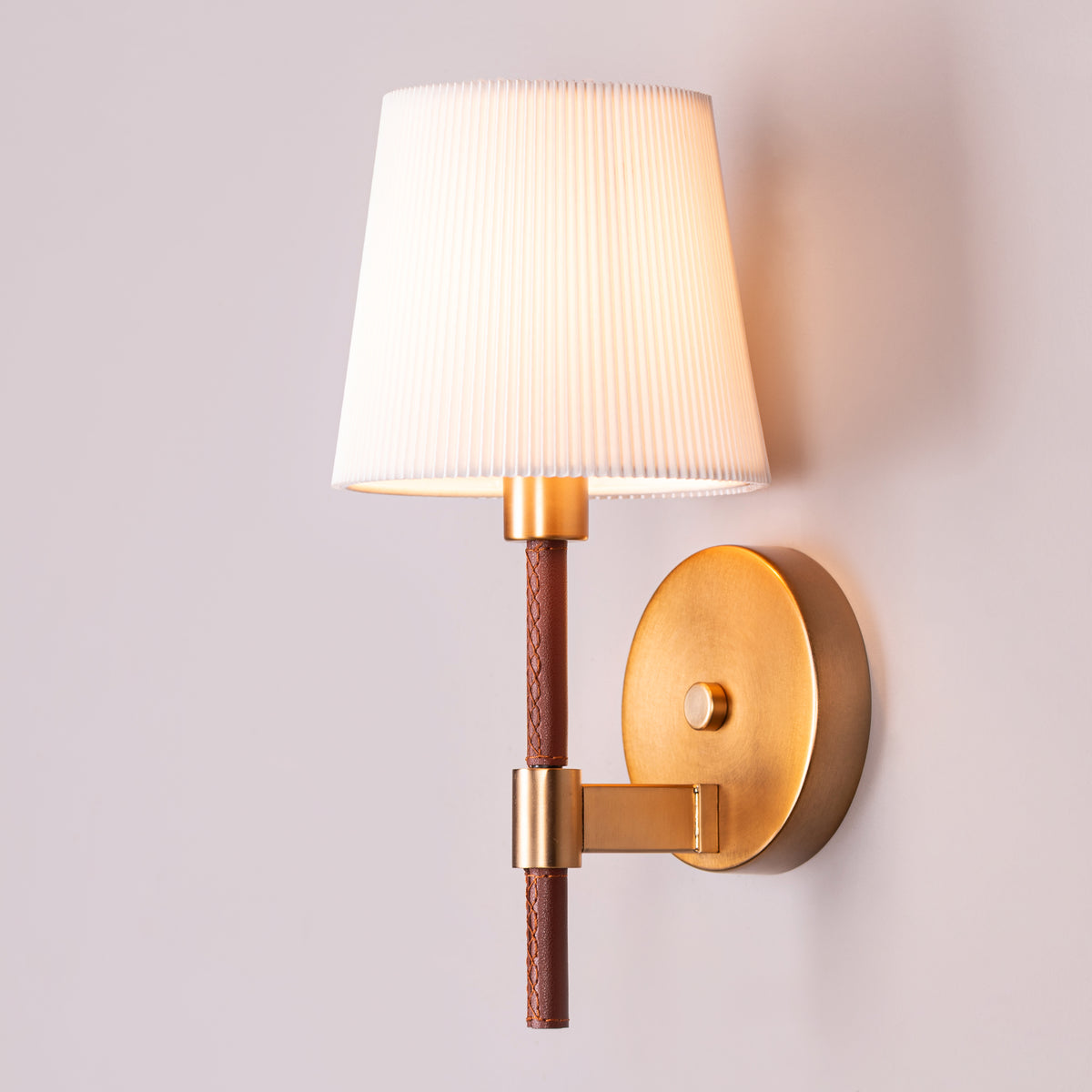 Mayfair Mews (Gold, White) Faux Leather Wall Light