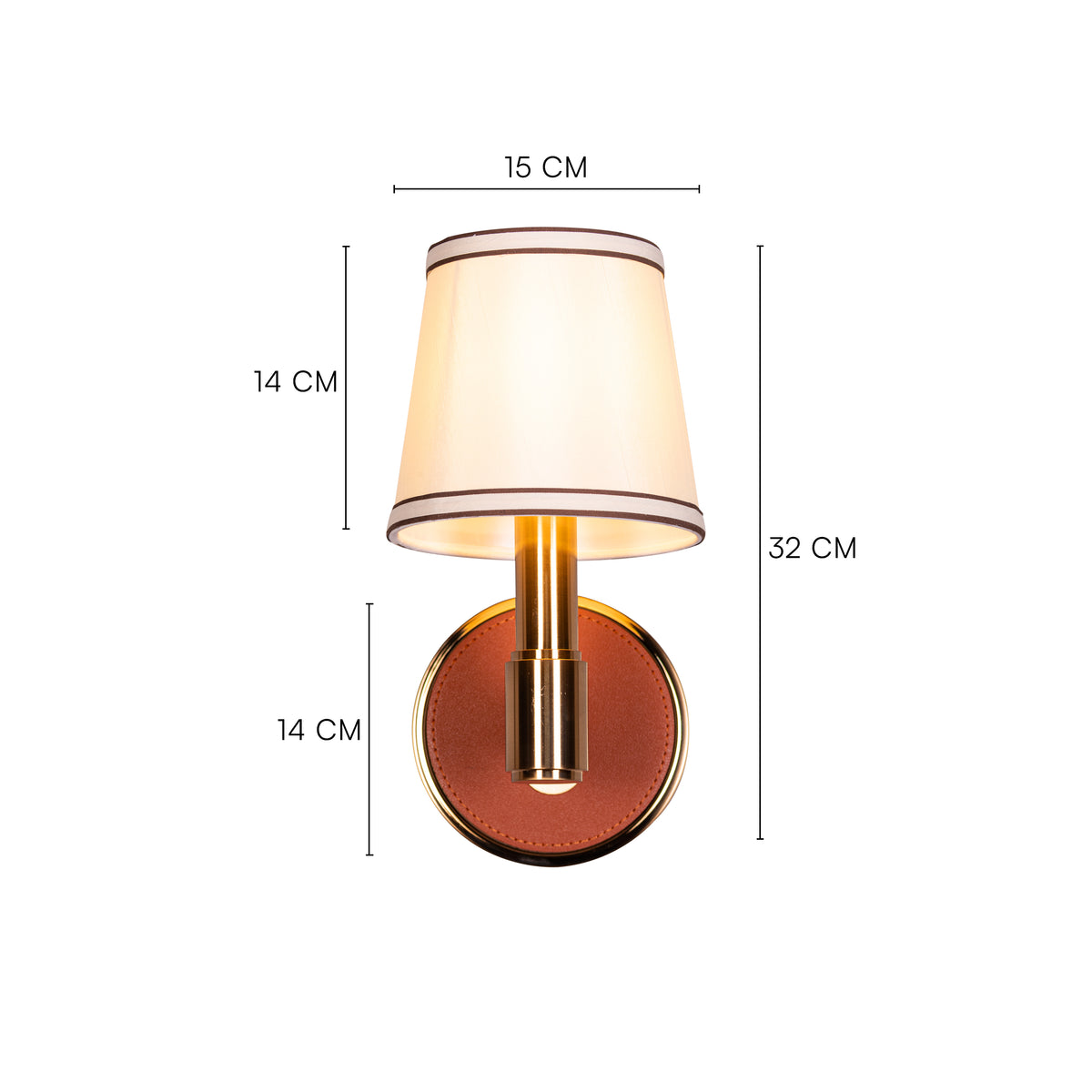 Ink & Ember (Gold, Brown) Faux Leather Wall Light