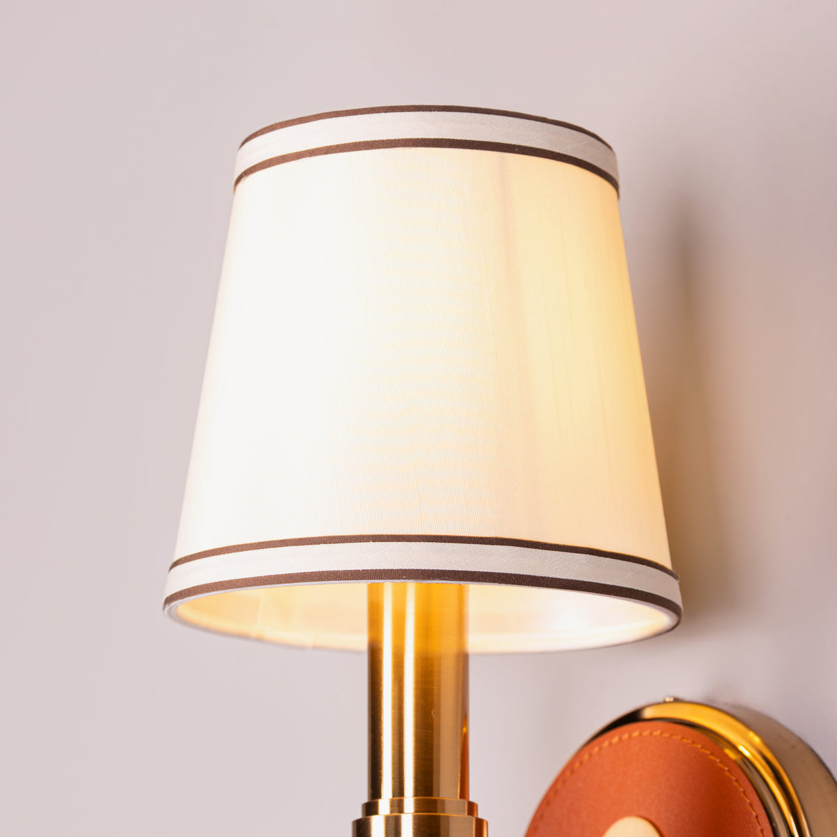 Ink & Ember (Gold, Brown) Faux Leather Wall Light