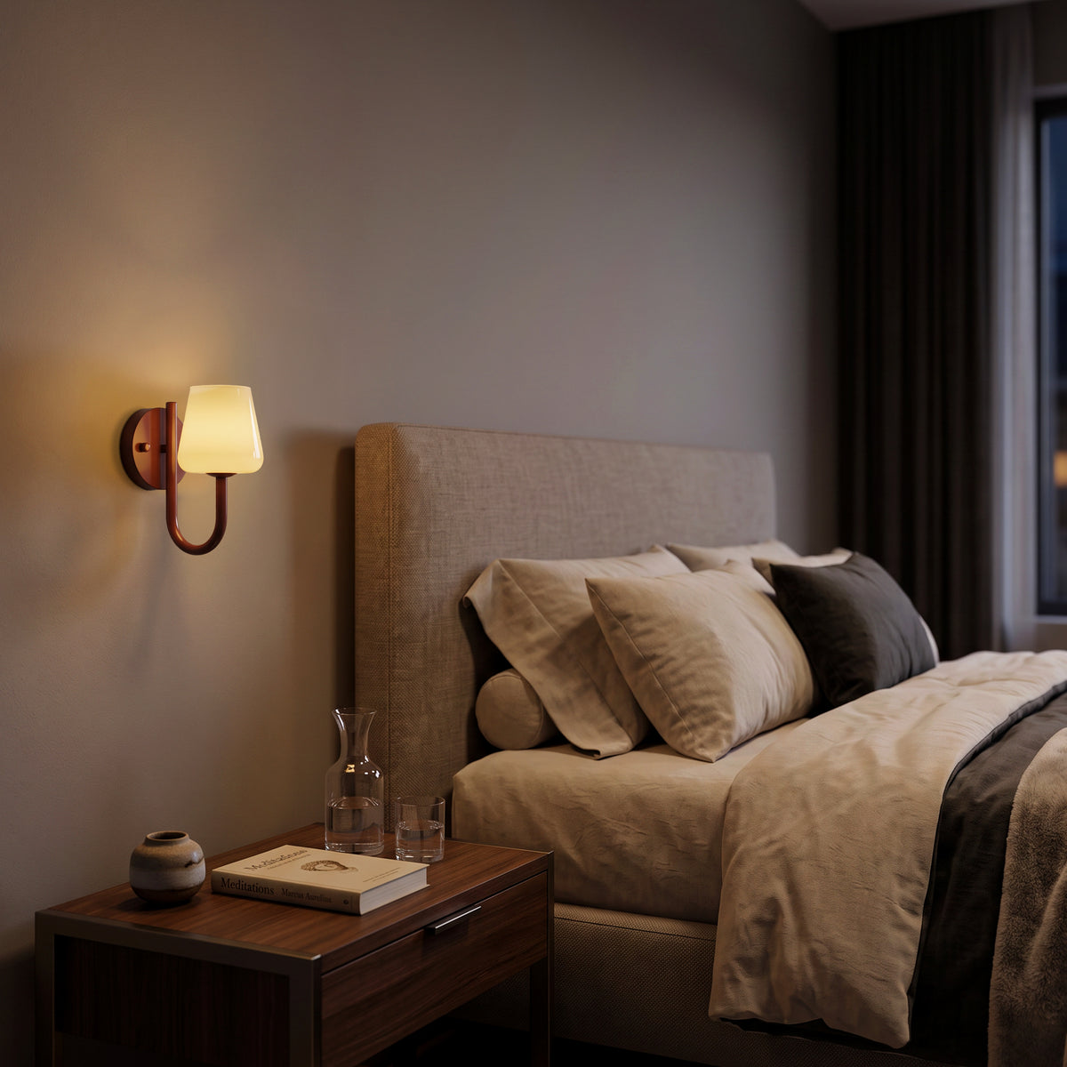 The Poet's Flame (Brown, White) Glass Wall Light