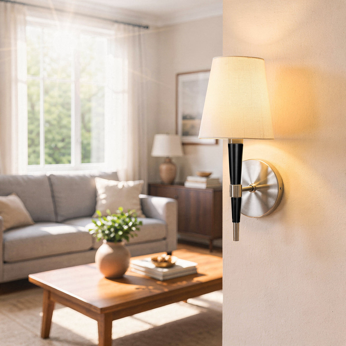See The Unseen (S.S Finish) Fabric Wall Light
