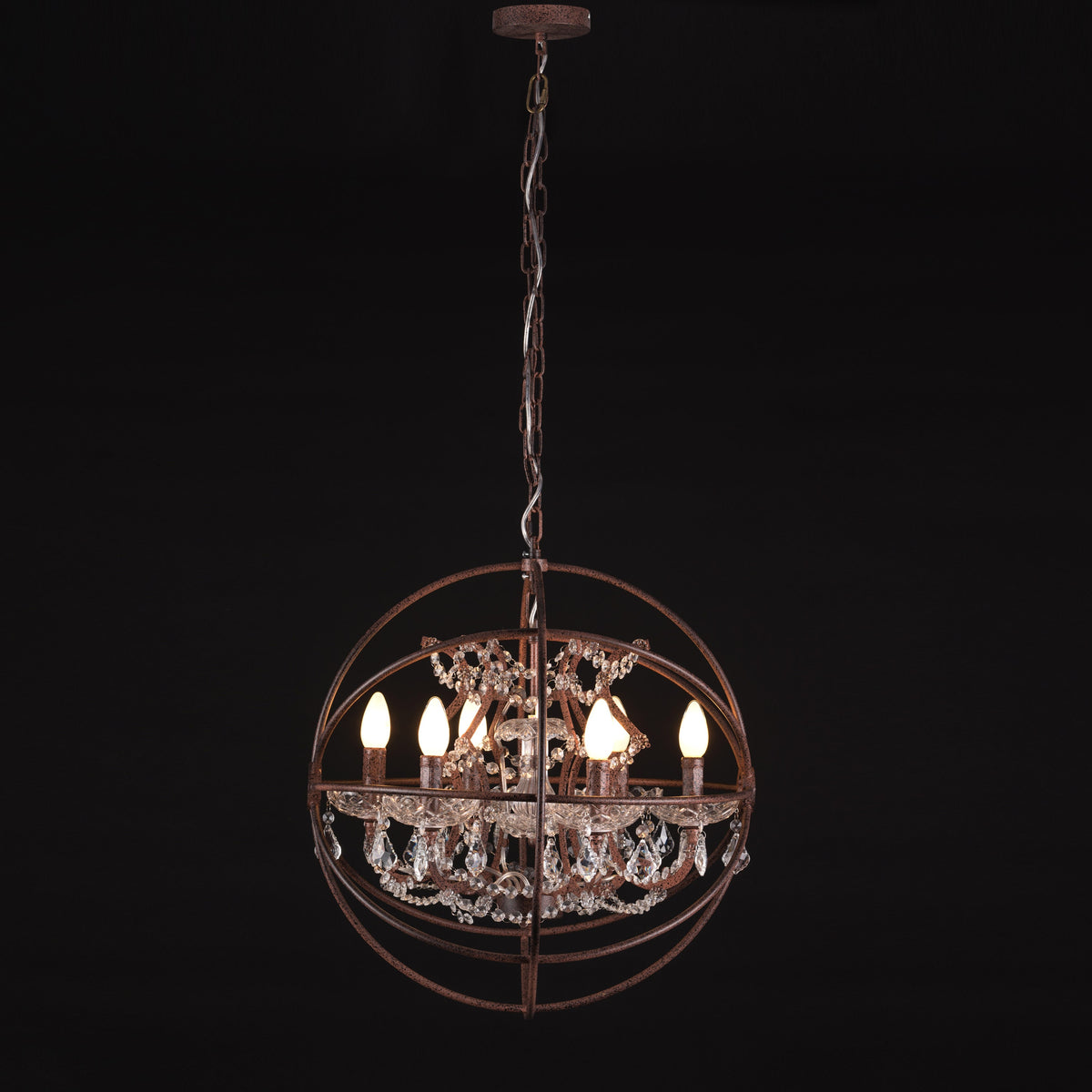Moonlight Rendezvous (Small, Antique Rust) Crystal Chandelier