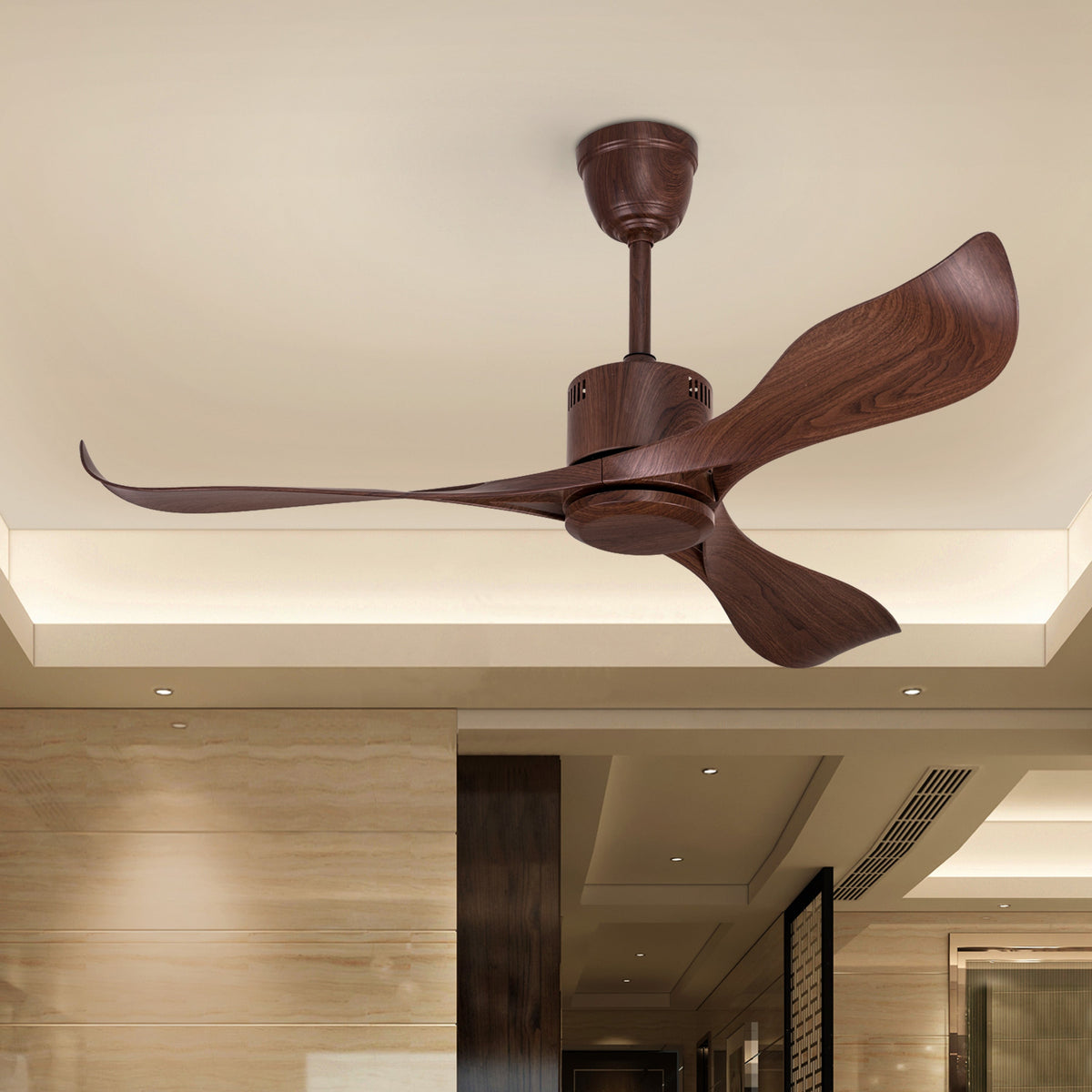 Marissa (132 cm Span, Walnut Finish Metal Body, Walnut Finish ABS Blades) Ceiling Fan