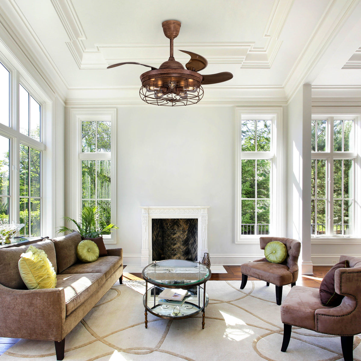 Sundowner (112 cm Span, Brown Finish Metal Body, Fan Blades In Translucent Brown Ceiling ABS Plastic) Ceiling Fan