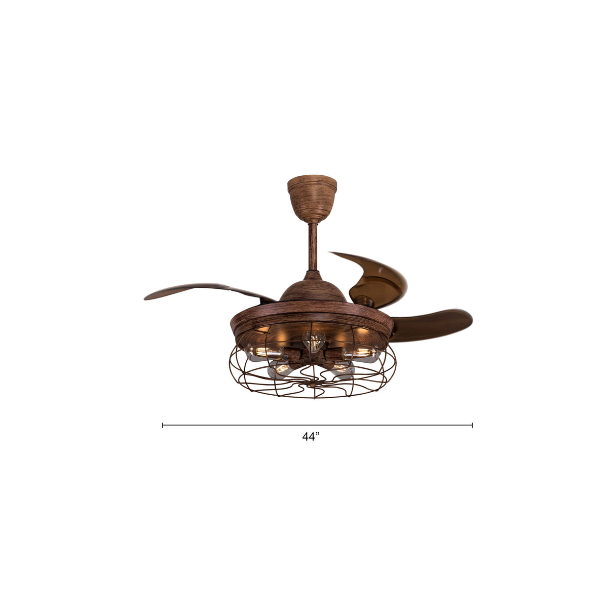 Sundowner (112 cm Span, Brown Finish Metal Body, Fan Blades In Translucent Brown Ceiling ABS Plastic) Ceiling Fan
