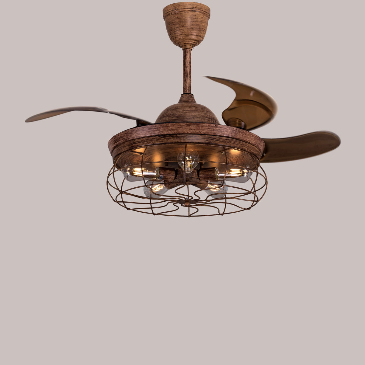 Sundowner (112 cm Span, Brown Finish Metal Body, Fan Blades In Translucent Brown Ceiling ABS Plastic) Ceiling Fan