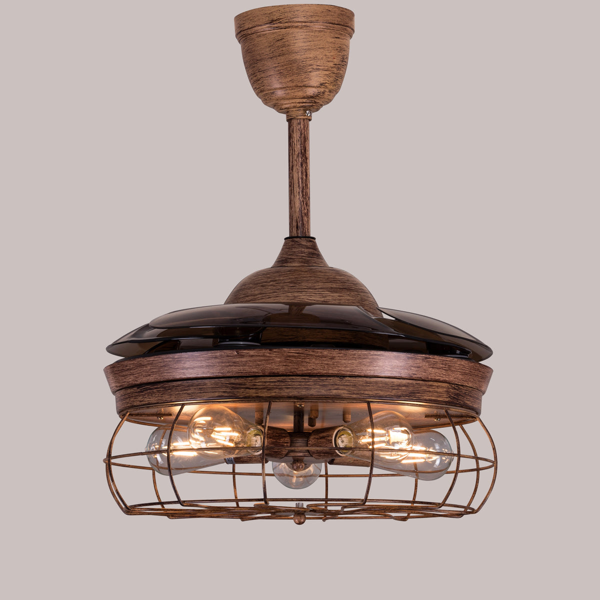 Sundowner (112 cm Span, Brown Finish Metal Body, Fan Blades In Translucent Brown Ceiling ABS Plastic) Ceiling Fan